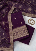 Purple Threadwork Georgette Unstitched Salwar Suit