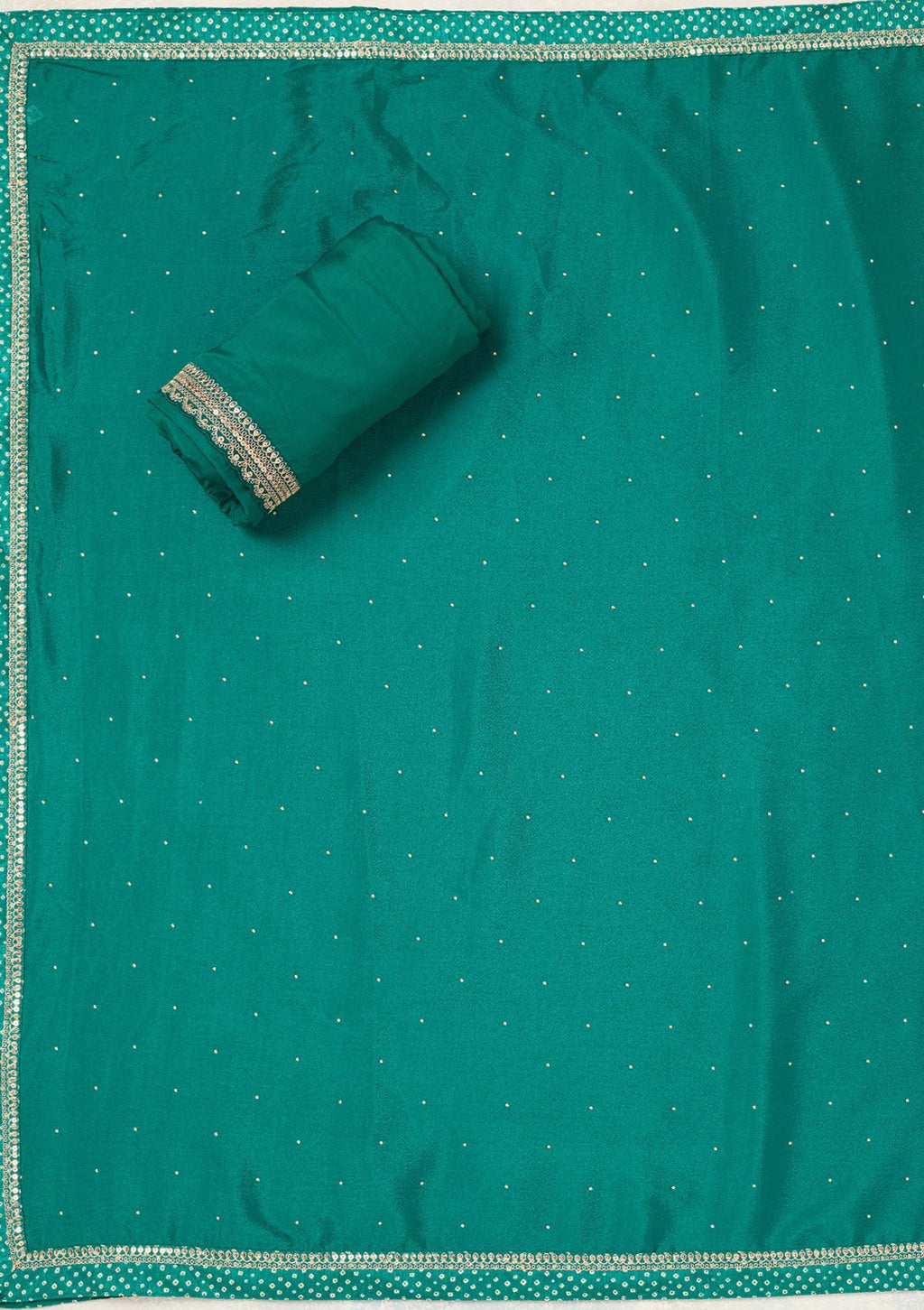 Rama Green Zariwork (Gold) Chinon Unstitched Salwar Suit