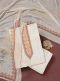 Cream Zariwork (Gold) Semi Crepe Unstitched Salwar Suit