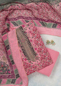 Pink Zariwork Semi Crepe Unstitched Salwar Suit