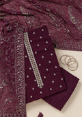 Purple Sequins Organza Unstitched Salwar Suit