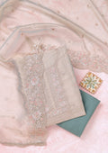 Turquoise Blue Zariwork (Gold) Tissue Unstitched Salwar Suit