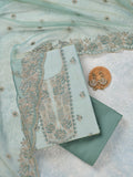 Sky Blue Threadwork Tissue Unstitched Salwar Suit