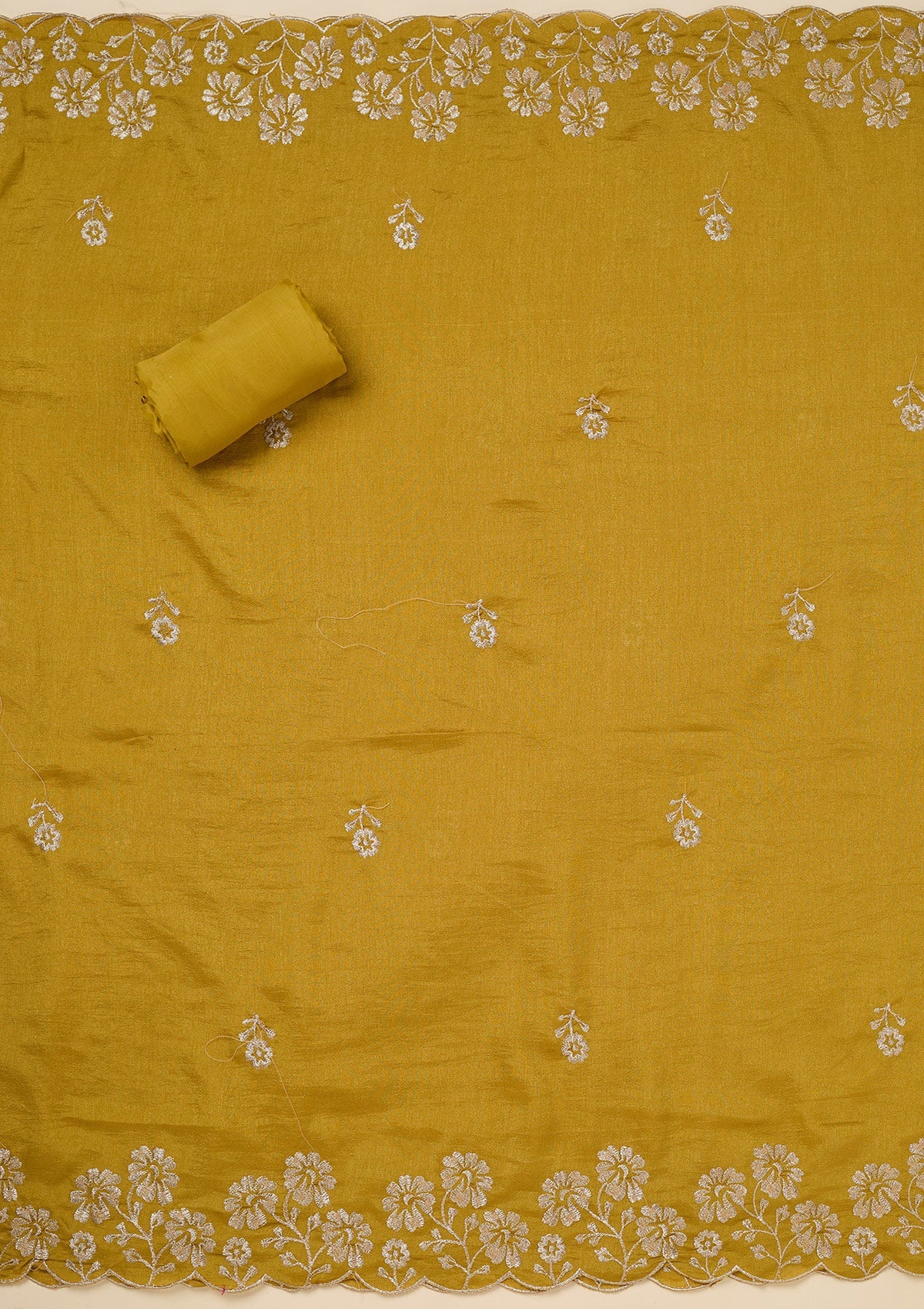 Rani Pink Zariwork (Gold) Soft Raw Silk Unstitched Salwar Suit