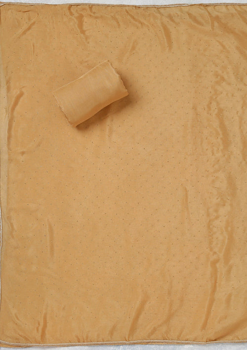 Beige Zariwork (Gold) Organza Unstitched Salwar Suit