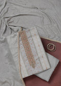 Grey Zariwork (Gold) Organza Unstitched Salwar Suit