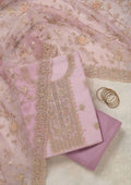 Lavender Zariwork (Gold) Organza Unstitched Salwar Suit