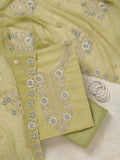 Pista Green Zariwork Organza Unstitched Salwar Suit