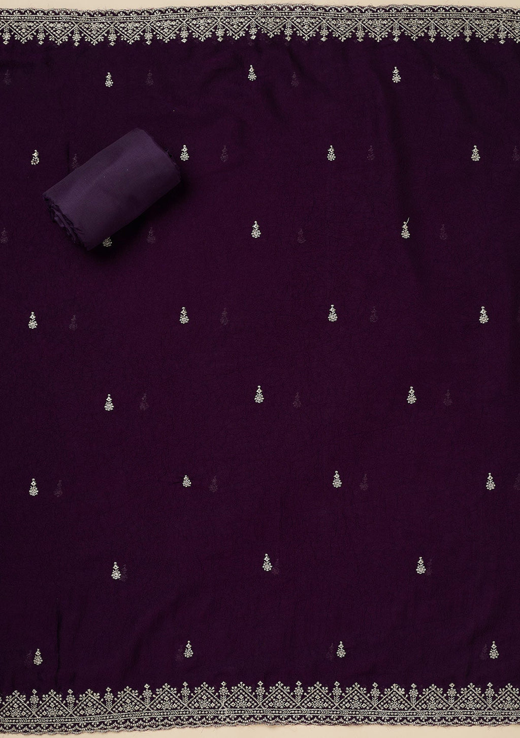 Purple Zardozi (Gold) Soft Raw Silk Unstitched Salwar Suit