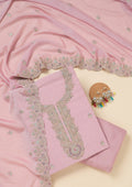 Pink Zariwork (Gold) Chinon Unstitched Salwar Suit