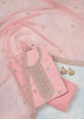 Pink Zariwork (Gold) Chinon Unstitched Salwar Suit