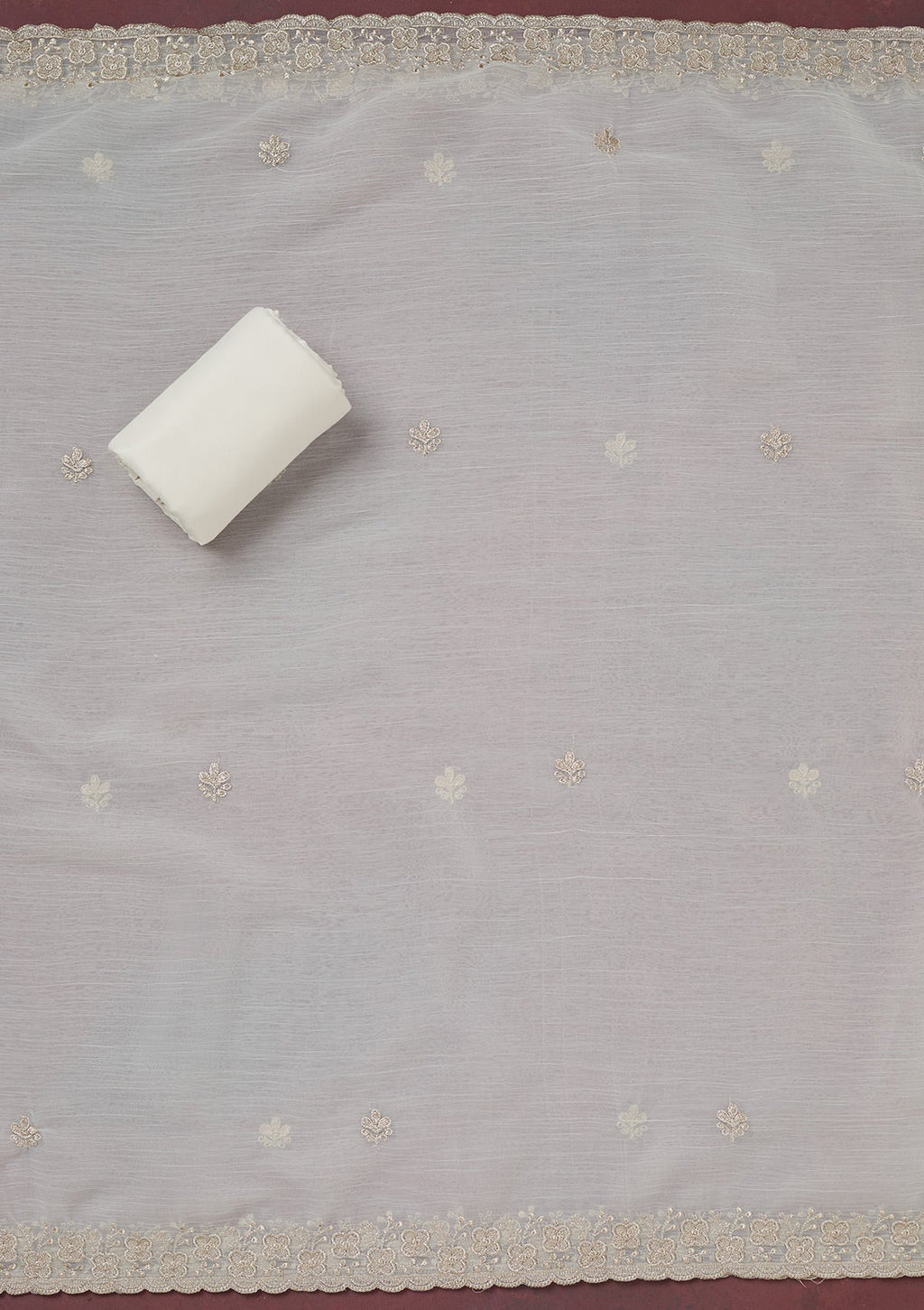 White Zariwork (Gold) Chinon Unstitched Salwar Suit
