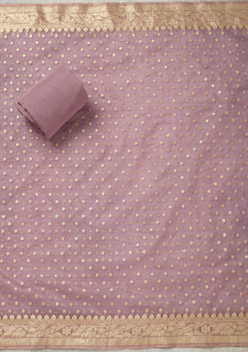 Lavender Pearlwork Tissue Unstitched Salwar Suit