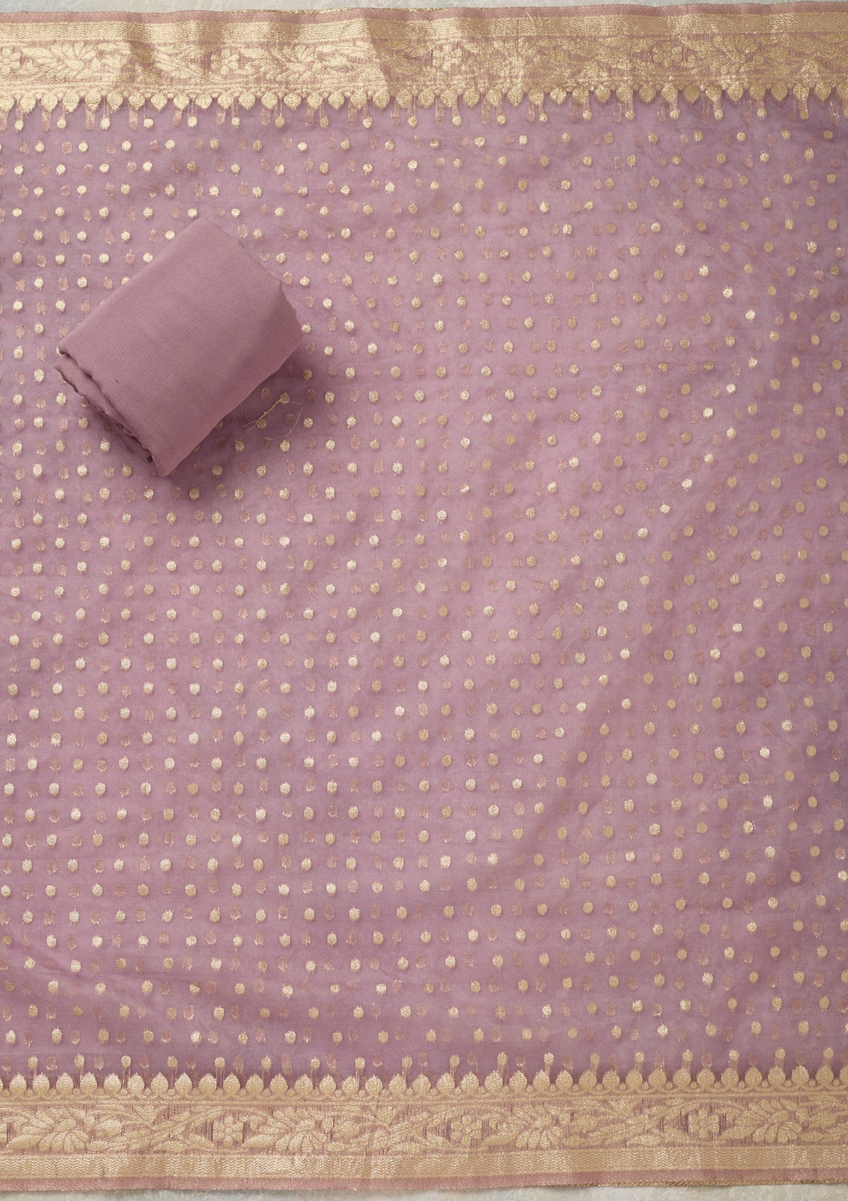Lavender Pearlwork Tissue Unstitched Salwar Suit