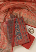 Rust Threadwork Chanderi Unstitched Salwar Suit