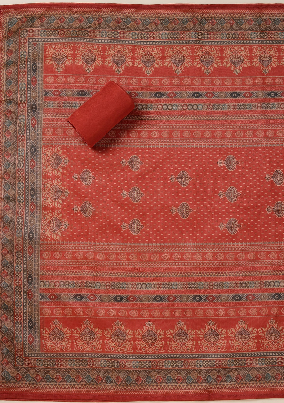 Rust Threadwork Chanderi Unstitched Salwar Suit