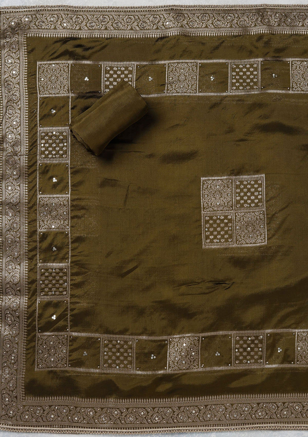 Mehendi Zariwork (Gold) Brocade Unstitched Salwar Suit