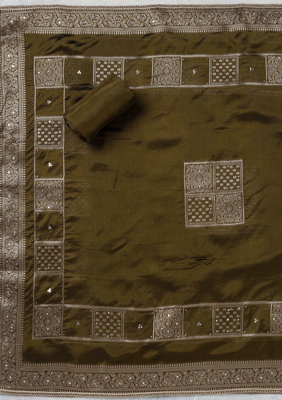 Mehendi Zariwork (Gold) Brocade Unstitched Salwar Suit