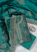 Turquoise Blue Zariwork (Gold) Brocade Unstitched Salwar Suit