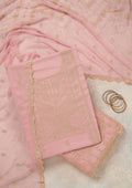 Baby Pink Threadwork Chinon Unstitched Salwar Suit