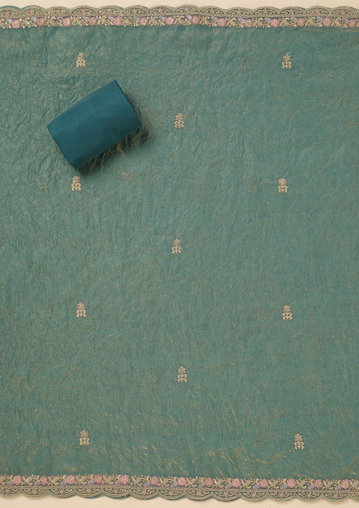 Sea Green Aariwork Tissue Unstitched Salwar Suit