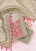 Pista Green Cording Tissue Unstitched Salwar Suit
