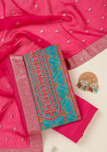 Rama Green Zariwork Dola Silk Unstitched Salwar Suit