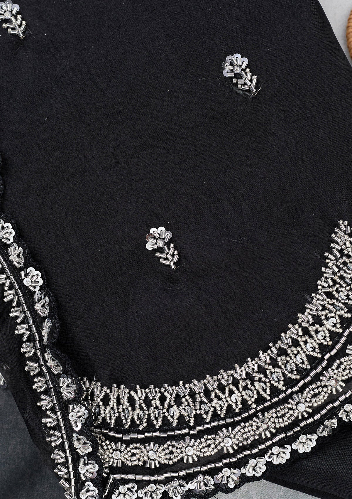 Black Cutdana Tissue Unstitched Salwar Suit