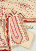 Cream Zariwork (Gold) Crepe Unstitched Salwar Suit