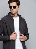 Men's Grey Mock Collar Water Resistant Bomber Jacket