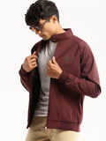 Men's Maroon Mock Collar Bomber Jacket