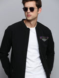 Men's Black Mandarin Collar Water Resistant Bomber Jacket