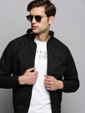 Men's Mock Collar Solid Black Open Front Jacket