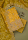 Mustard Threadwork Tissue Unstitched Salwar Suit