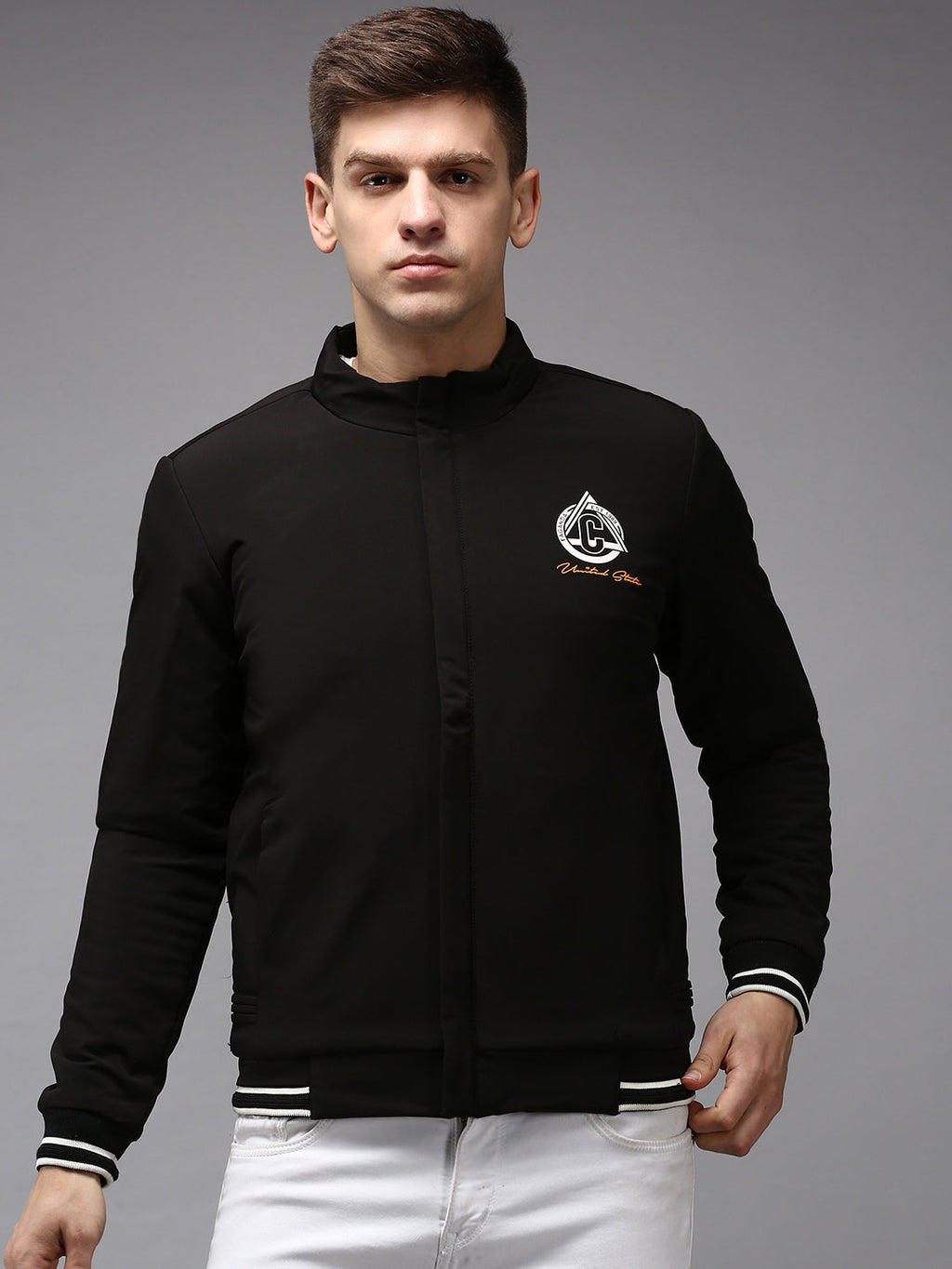 Men's Black Water Resistant Bomber Jacket