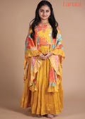 Mustard Chinnon Kids lehenga