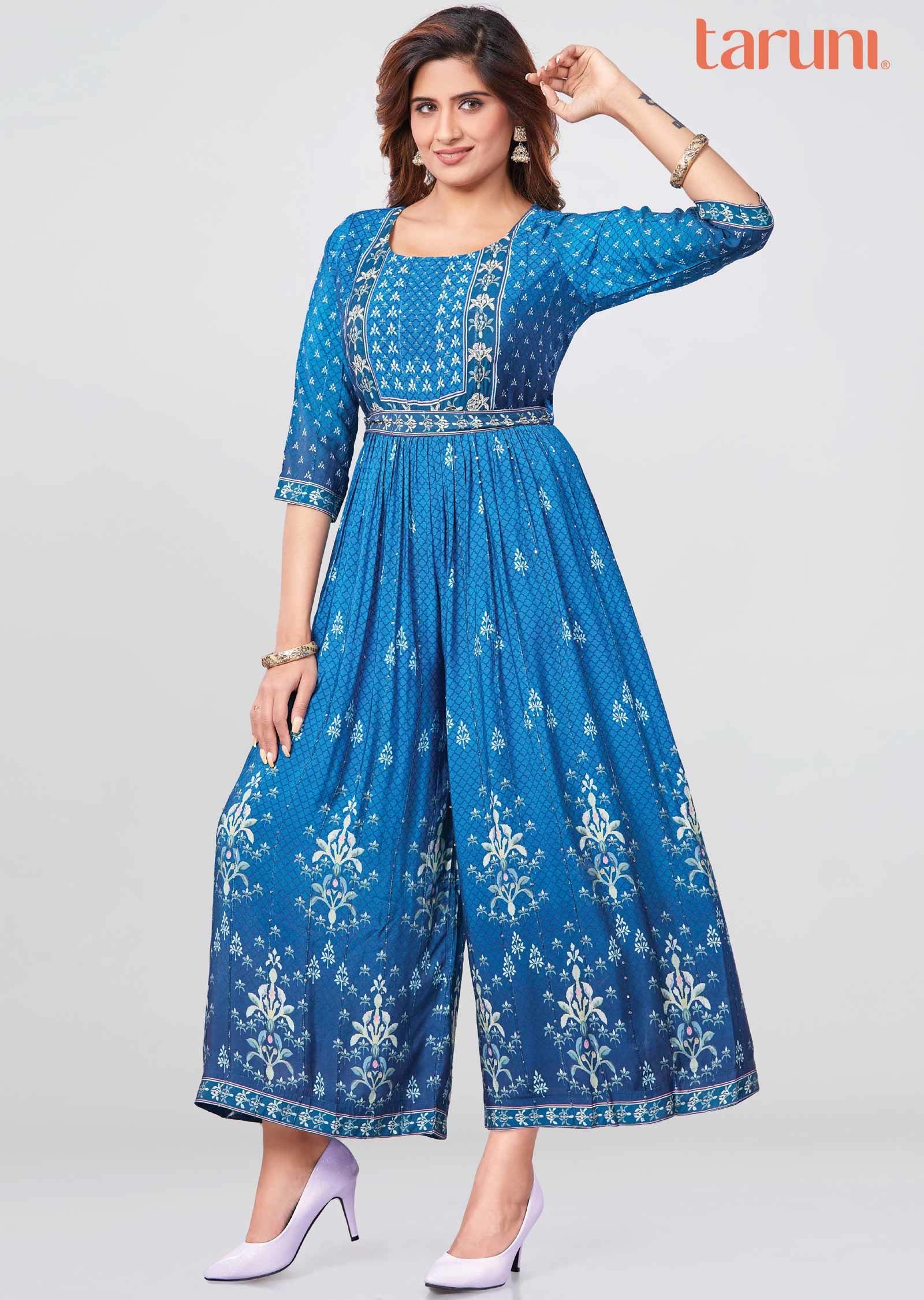 Modal Sequins Pallazo Suit