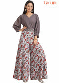 Grey Georgette Printed Fusion/Indo-Western Set