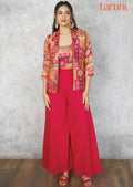 Pink Banaras/Georgette Beaded Fusion/Indo-Western Set