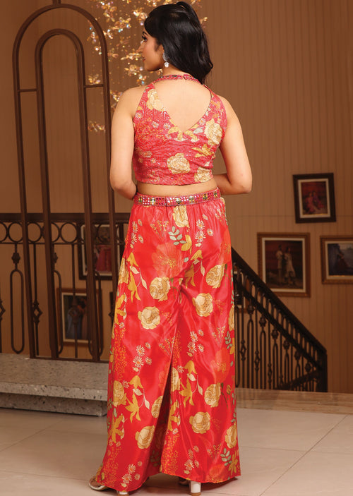 Coral Chinnon Palazzo Set