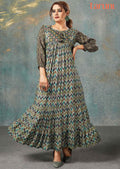 Green Muslin Printed Midi Dress