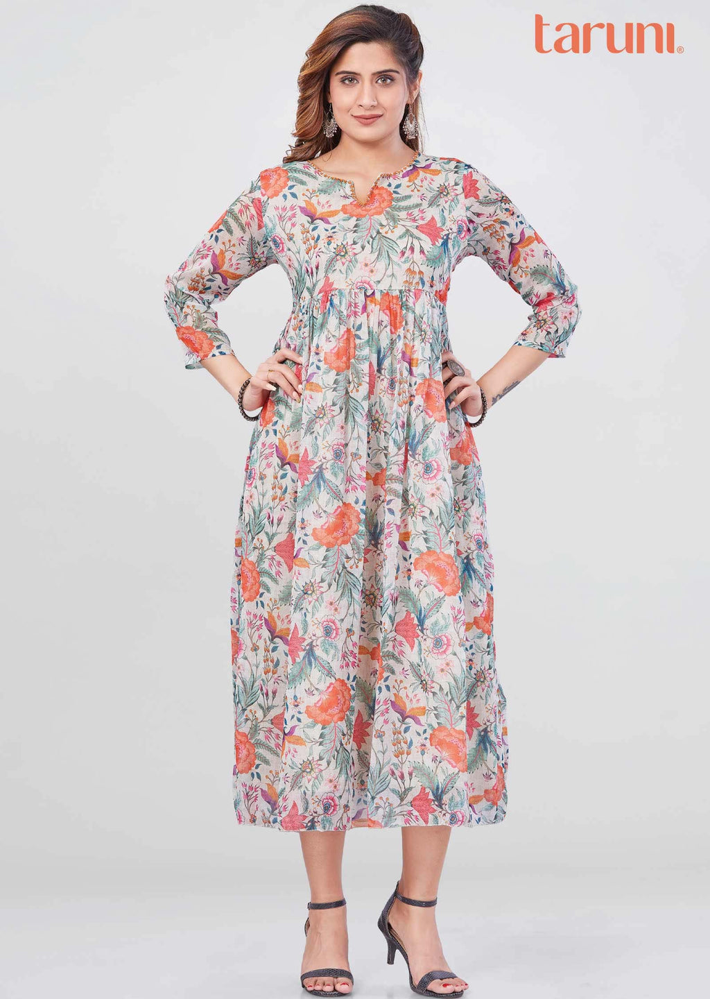 Light pista Green Chiffon Printed Midi Dress