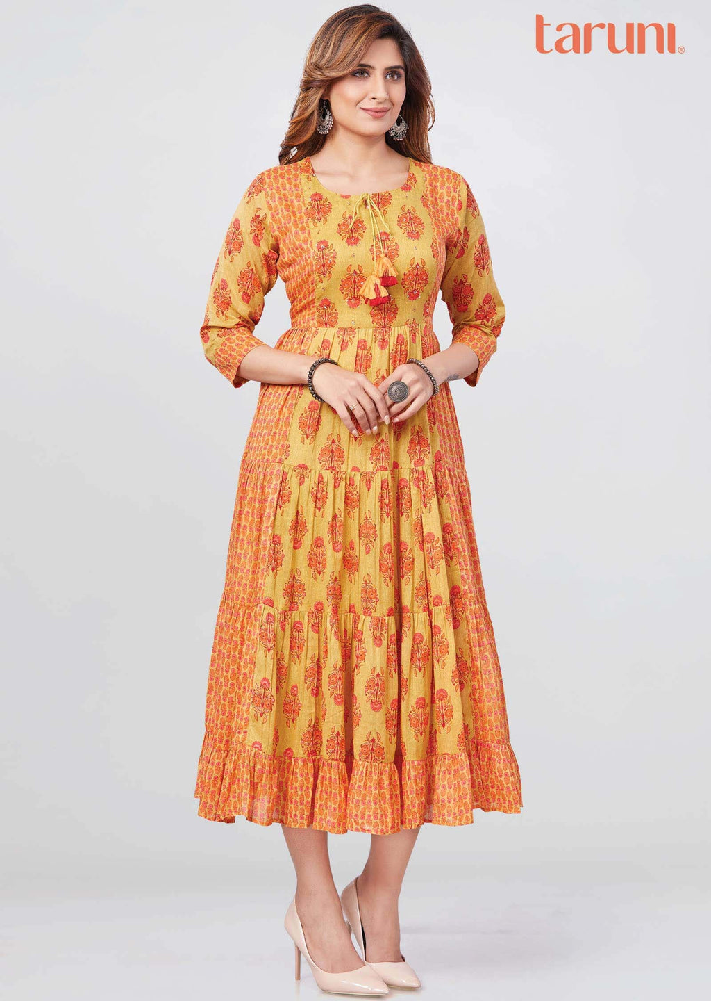 Mustard Cotton Midi Dress