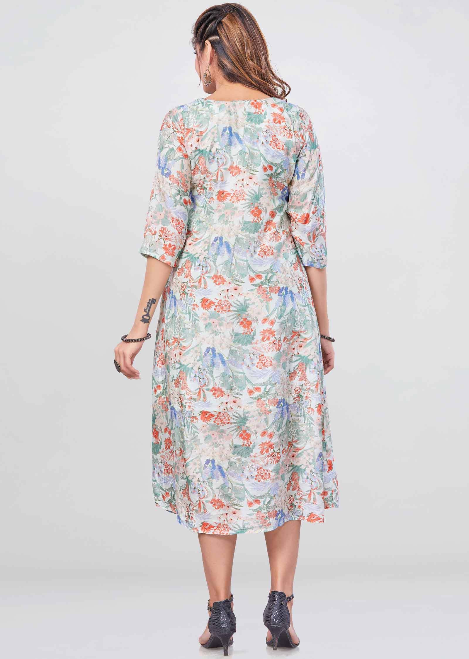 Pista Green Muslin Midi Dress