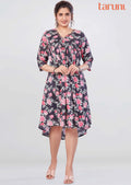 Black Modal Embroidered Midi Dress