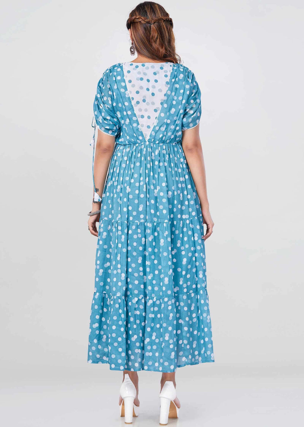 Dusty Blue Cotton Midi Dress