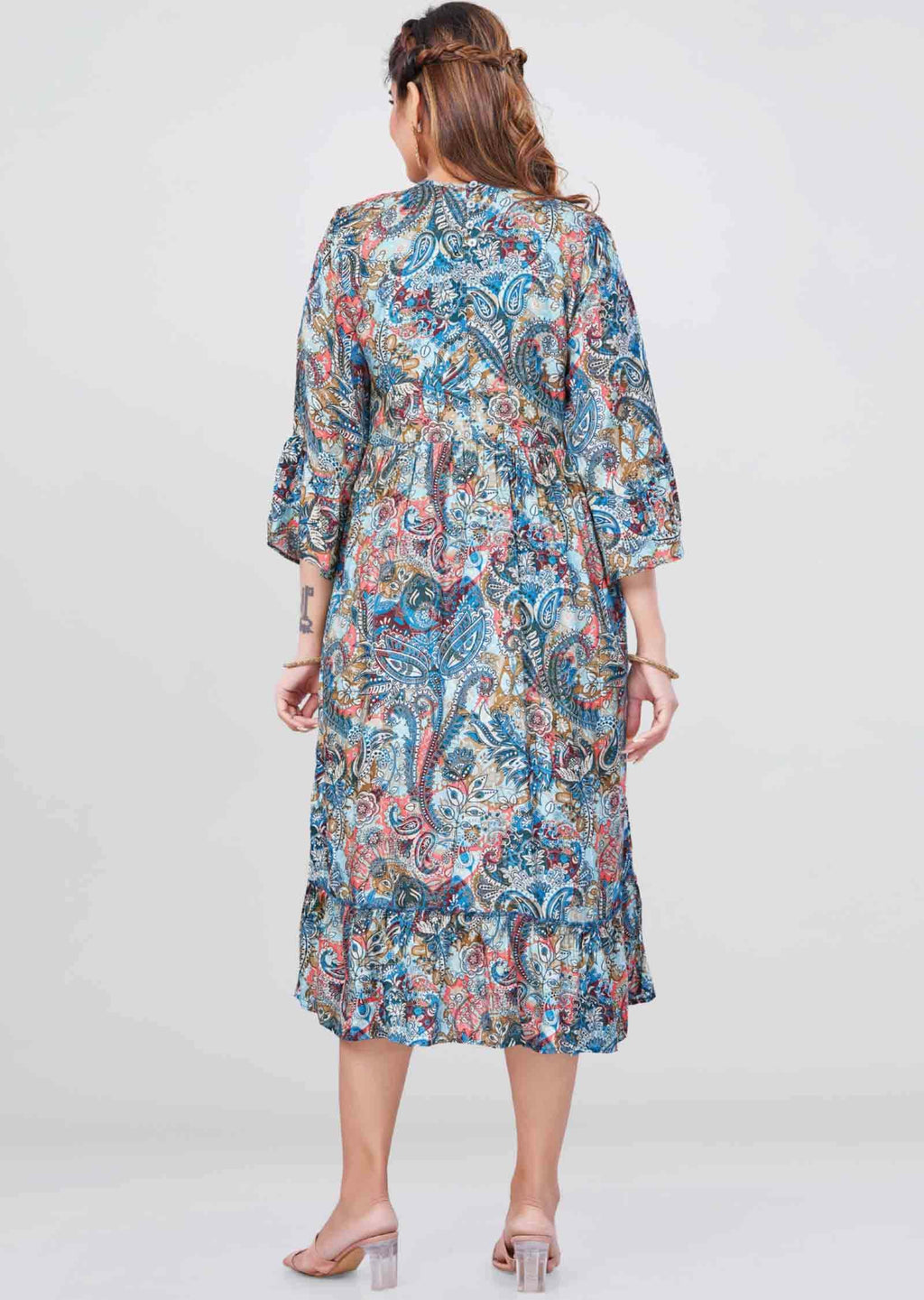 Sea Green Modal Printed Midi Dress