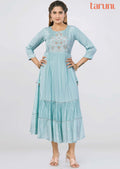 Sea Green Modal Embroidered Midi Dress