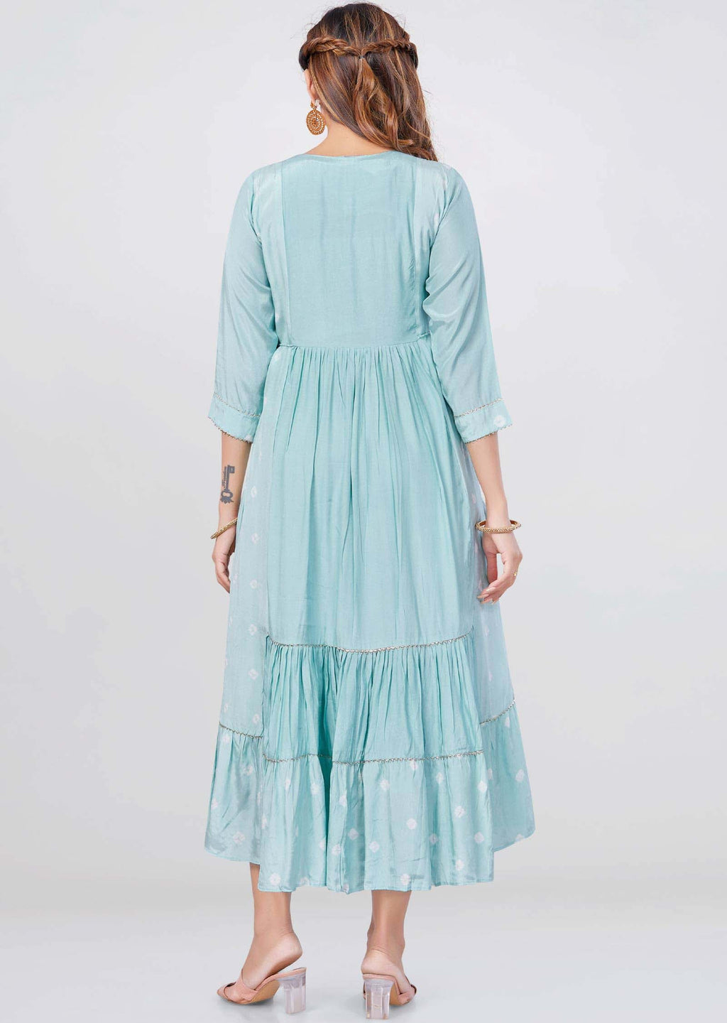 Sea Green Modal Embroidered Midi Dress