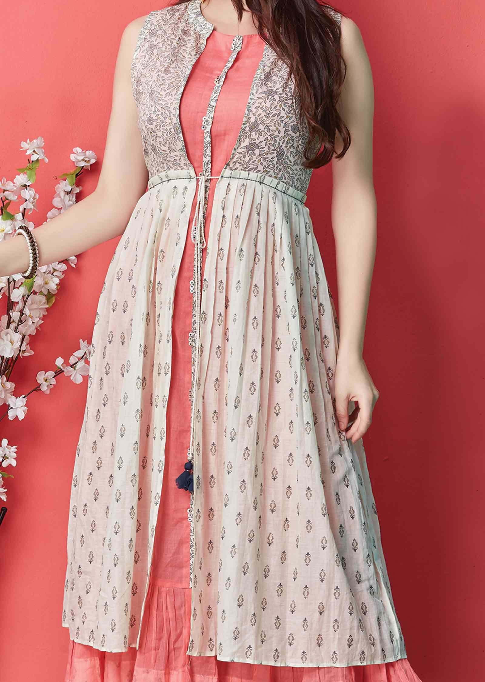 Pink Cotton Printed Midi Dress